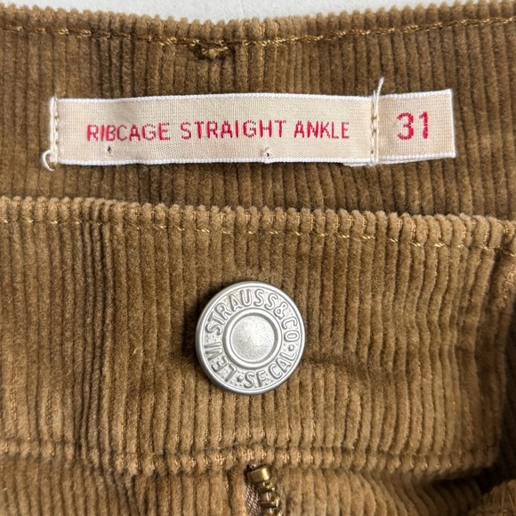 Levi's Premium Ribcage Straight Ankle Corduroy Pants Ermine Brown Size 31X27 - Picture 10 of 17